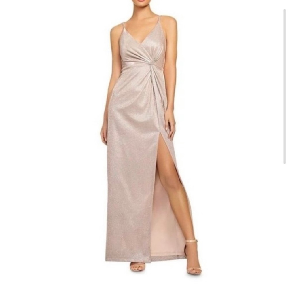 Aidan Mattox Champagne Pink Sparkly Dress Size 6